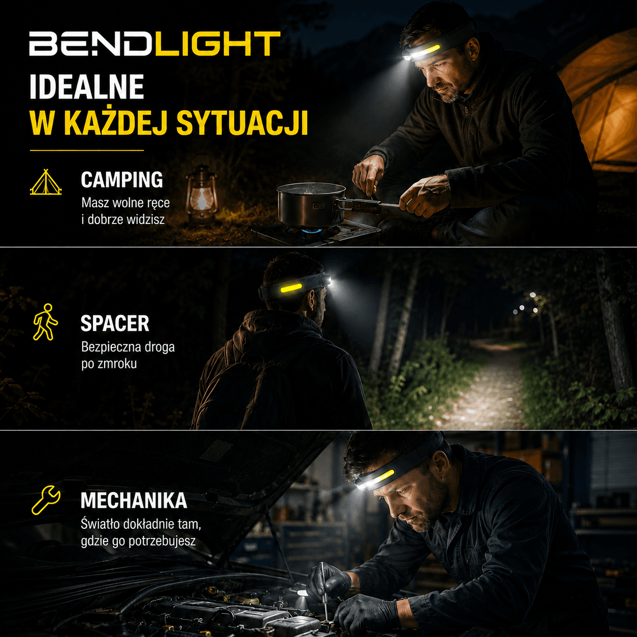 BENDLIGHT - czołówka led włączana na gest